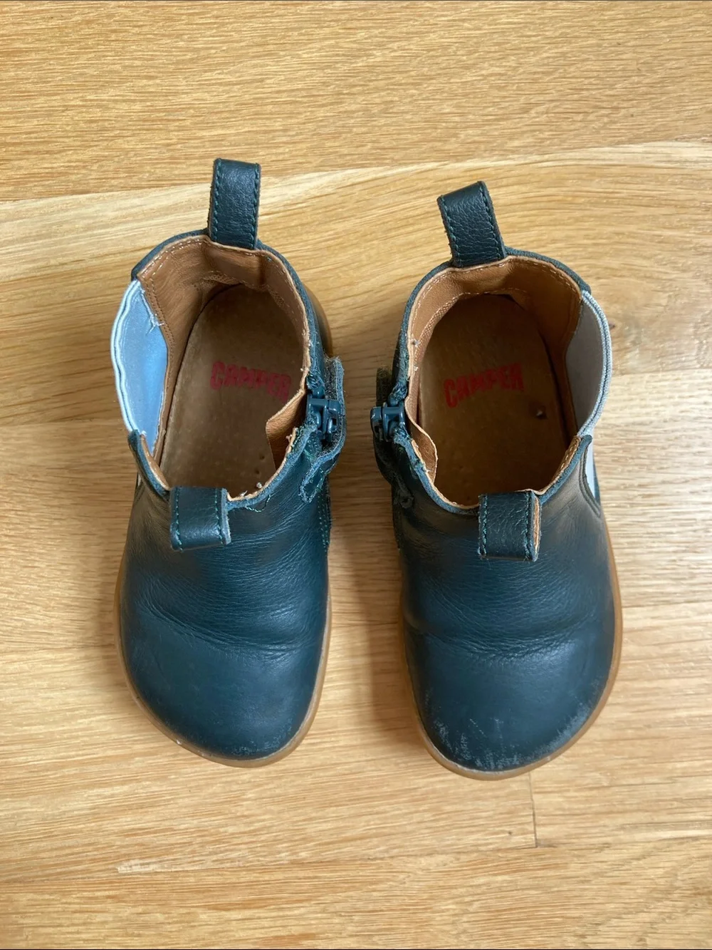 Camper Peu Green Leather Boots for Kids